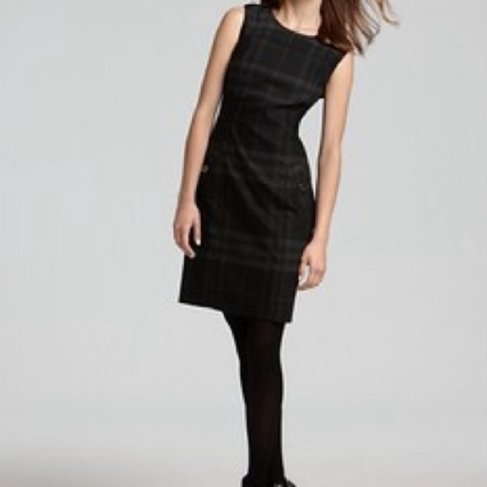 Burberry gray check shift wool dress